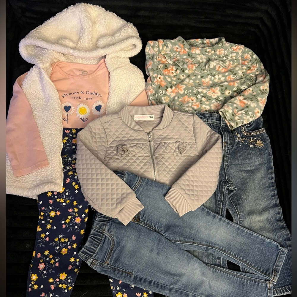 Kids' Clothing Set with Floral and Denim